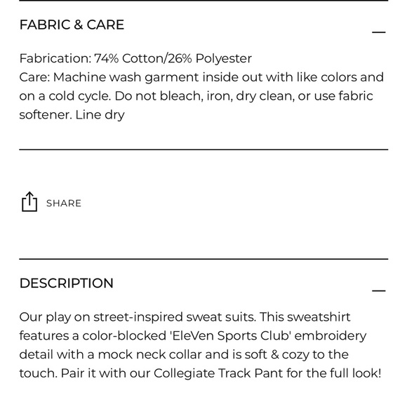 COLLEGIATE SWEATSHIRT by EleVen by Venus Williams - Picture 6 of 6